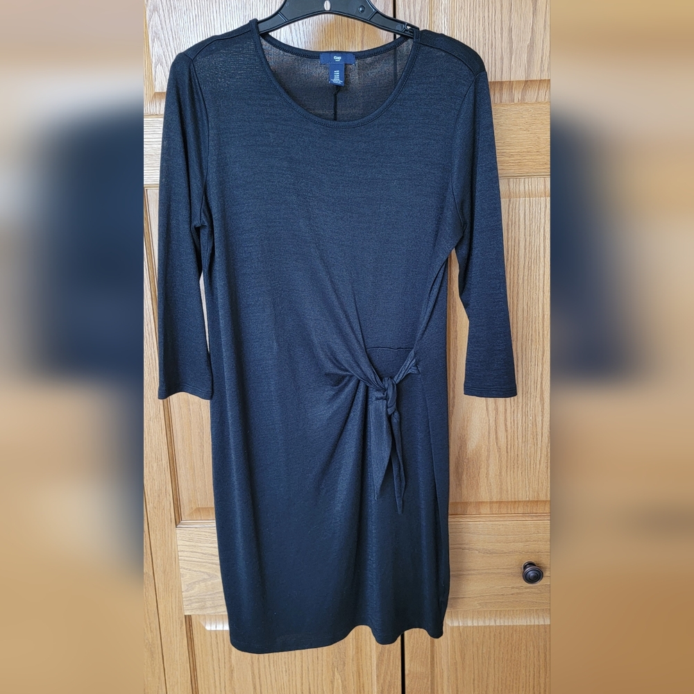 Women's GAP Black Soft-Spun Tie Waist Dress - Size M